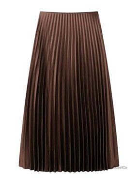 Women's Pleated Long Skirt Mid Waist Casual Dressy Shirring